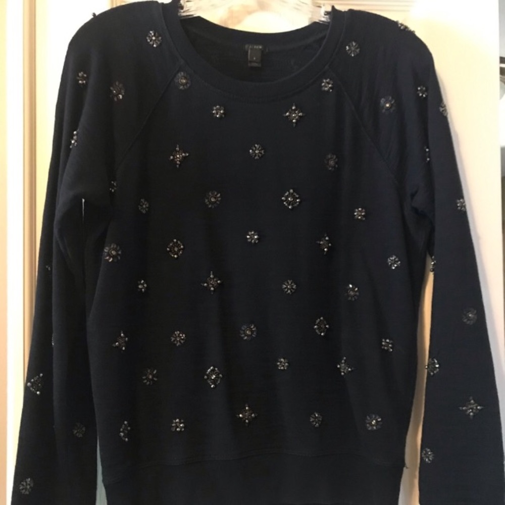 J. Crew Embellished Sweatshirt Navy Size Small